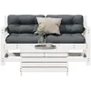 Image de Vidaxl Salon De Jardin 3 Pcs Avec Coussins Blanc Bois De Pin Massif