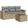Image de Vidaxl Salon De Jardin Avec Coussins 4 Pcs Beige RÃ©sine TressÃ©e