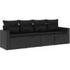 Image de Vidaxl Salon De Jardin 4 Pcs Avec Coussins Noir RÃ©sine TressÃ©e