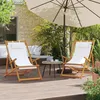 Image de Vidaxl Chaises De Plage Pliables Lot De 2 CrÃ¨me Tissu