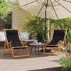 Image de Vidaxl Chaises De Plage Pliables Lot De 2 Noir Tissu