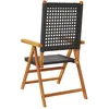 Image de Vidaxl Chaises Inclinables De Jardin Lot De 4 Noir Rotin Bois Massif