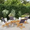 Image de Vidaxl Chaises De Jardin Pliantes Lot De 4 Tissu Et Bois Massif