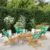 Image de Vidaxl Chaises De Jardin Pliantes Lot De 4 Vert Tissu Et Bois Massif