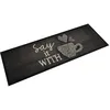 Image de vidaXL Tapis de cuisine lavable imprimÃ© tasse noir 60x180 cm velours