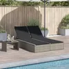 Image de Vidaxl Chaise Longue Double Avec Coussins Gris Clair RÃ©sine TressÃ©e