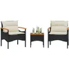 Image de Vidaxl Salon De Jardin 3 Pcs Avec Coussins Noir RÃ©sine TressÃ©e