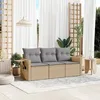 Image de Vidaxl Salon De Jardin Avec Coussins 3 Pcs Beige RÃ©sine TressÃ©e