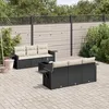 Image de Vidaxl Salon De Jardin 7 Pcs Avec Coussins Noir RÃ©sine TressÃ©e
