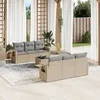 Image de Vidaxl Salon De Jardin Avec Coussins 7 Pcs Beige RÃ©sine TressÃ©e