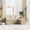 Image de Vidaxl Salon De Jardin Avec Coussins 4 Pcs Beige RÃ©sine TressÃ©e
