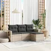 Image de Vidaxl Salon De Jardin 4 Pcs Avec Coussins Gris Clair RÃ©sine TressÃ©e