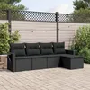 Image de Vidaxl Salon De Jardin 5 Pcs Avec Coussins Noir RÃ©sine TressÃ©e