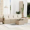 Image de Vidaxl Salon De Jardin Avec Coussins 6 Pcs Beige RÃ©sine TressÃ©e