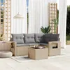 Image de Vidaxl Salon De Jardin Avec Coussins 5 Pcs Beige RÃ©sine TressÃ©e
