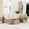 Image de Vidaxl Salon De Jardin Avec Coussins 6 Pcs Beige RÃ©sine TressÃ©e
