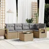 Image de Vidaxl Salon De Jardin Avec Coussins 6 Pcs Beige RÃ©sine TressÃ©e