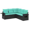 Image de Vidaxl Salon De Jardin 5 Pcs Avec Coussins Noir RÃ©sine TressÃ©e