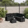 Image de Vidaxl Salon De Jardin 6 Pcs Avec Coussins Noir RÃ©sine TressÃ©e