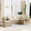 Image de Vidaxl Salon De Jardin Avec Coussins 5 Pcs Beige RÃ©sine TressÃ©e