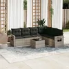 Image de Vidaxl Salon De Jardin Avec Coussins 7 Pcs Gris Clair RÃ©sine TressÃ©e