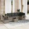 Image de Vidaxl Salon De Jardin Avec Coussins 7 Pcs Gris RÃ©sine TressÃ©e