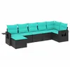 Image de Vidaxl Salon De Jardin 7 Pcs Avec Coussins Noir RÃ©sine TressÃ©e