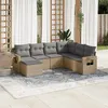 Image de Vidaxl Salon De Jardin Avec Coussins 7 Pcs Beige RÃ©sine TressÃ©e