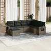 Image de Vidaxl Salon De Jardin Avec Coussins 7 Pcs Gris RÃ©sine TressÃ©e
