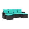 Image de Vidaxl Salon De Jardin 6 Pcs Avec Coussins Noir RÃ©sine TressÃ©e