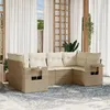 Image de Vidaxl Salon De Jardin Avec Coussins 6 Pcs Beige RÃ©sine TressÃ©e