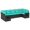 Image de Vidaxl Salon De Jardin 7 Pcs Avec Coussins Noir RÃ©sine TressÃ©e