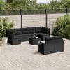 Image de Vidaxl Salon De Jardin 10 Pcs Avec Coussins Noir RÃ©sine TressÃ©e