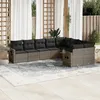 Image de Vidaxl Salon De Jardin 9 Pcs Avec Coussins Gris RÃ©sine TressÃ©e