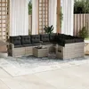 Image de Vidaxl Salon De Jardin Avec Coussins 10 Pcs Gris Clair RÃ©sine TressÃ©e