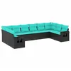 Image de Vidaxl Salon De Jardin 10 Pcs Avec Coussins Noir RÃ©sine TressÃ©e