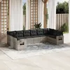 Image de Vidaxl Salon De Jardin Avec Coussins 10 Pcs Gris Clair RÃ©sine TressÃ©e