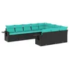 Image de Vidaxl Salon De Jardin 10 Pcs Avec Coussins Noir RÃ©sine TressÃ©e
