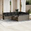 Image de Vidaxl Salon De Jardin 11 Pcs Avec Coussins Gris RÃ©sine TressÃ©e