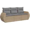 Image de Vidaxl Salon De Jardin Avec Coussins 3 Pcs Beige RÃ©sine TressÃ©e