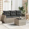 Image de Vidaxl Salon De Jardin 4 Pcs Avec Coussins Gris Clair RÃ©sine TressÃ©e