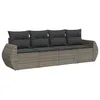 Image de Vidaxl Salon De Jardin 4 Pcs Avec Coussins Gris RÃ©sine TressÃ©e