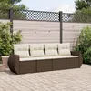 Image de Vidaxl Salon De Jardin 4 Pcs Avec Coussins Marron RÃ©sine TressÃ©e