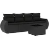 Image de Vidaxl Salon De Jardin 5 Pcs Avec Coussins Noir RÃ©sine TressÃ©e