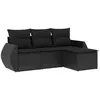 Image de Vidaxl Salon De Jardin 4 Pcs Avec Coussins Noir RÃ©sine TressÃ©e