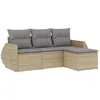 Image de Vidaxl Salon De Jardin Avec Coussins 4 Pcs Beige RÃ©sine TressÃ©e