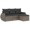 Image de Vidaxl Salon De Jardin 4 Pcs Avec Coussins Gris RÃ©sine TressÃ©e