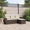 Image de Vidaxl Salon De Jardin 4 Pcs Avec Coussins Marron RÃ©sine TressÃ©e