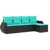 Image de Vidaxl Salon De Jardin 5 Pcs Avec Coussins Noir RÃ©sine TressÃ©e