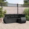 Image de Vidaxl Salon De Jardin 4 Pcs Avec Coussins Noir RÃ©sine TressÃ©e